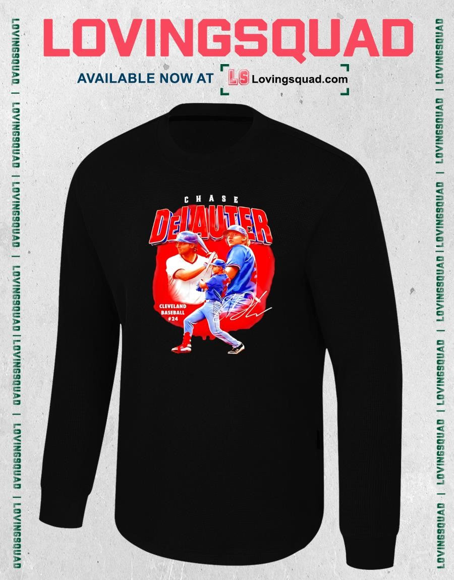 Chase DeLauter Cleveland Guardians Baseball No 24 Signature T-shirt