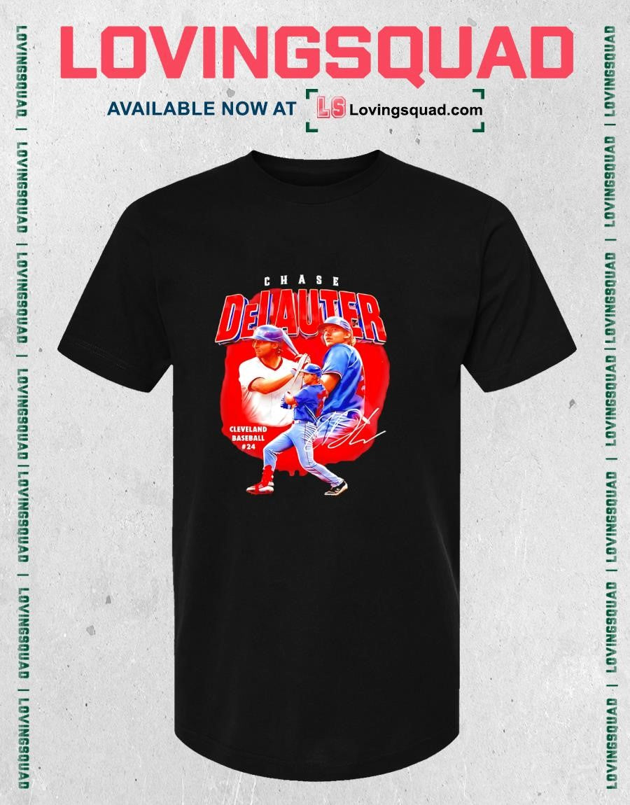 Chase DeLauter Cleveland Guardians Baseball No 24 Signature T-shirt