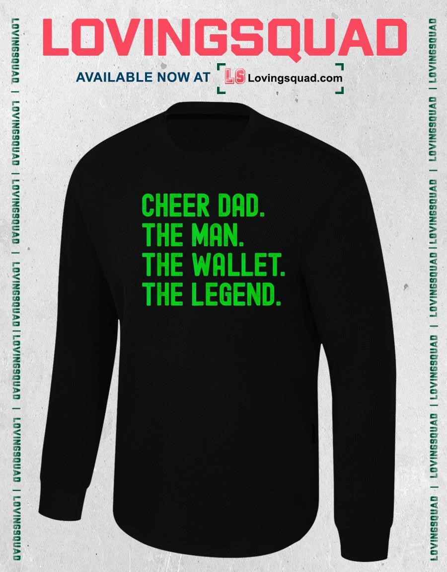 Cheer Dad Green Funny Cheerleading Man Wallet Legend T-Shirt