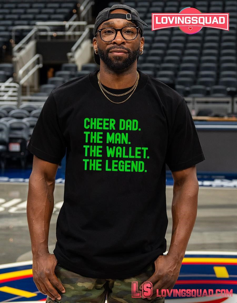 Cheer Dad Green Funny Cheerleading Man Wallet Legend T-Shirt