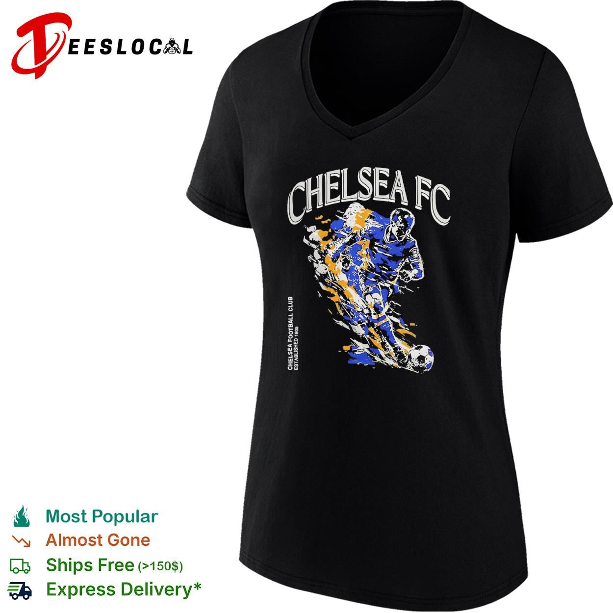 Chelsea FC football club established 1905 kicking player shirt