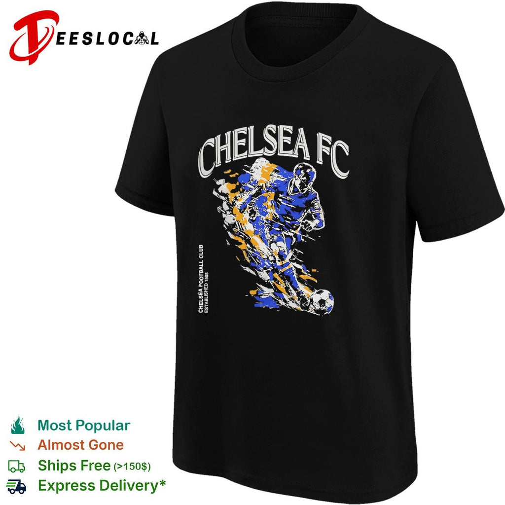 Chelsea FC football club established 1905 kicking player shirt