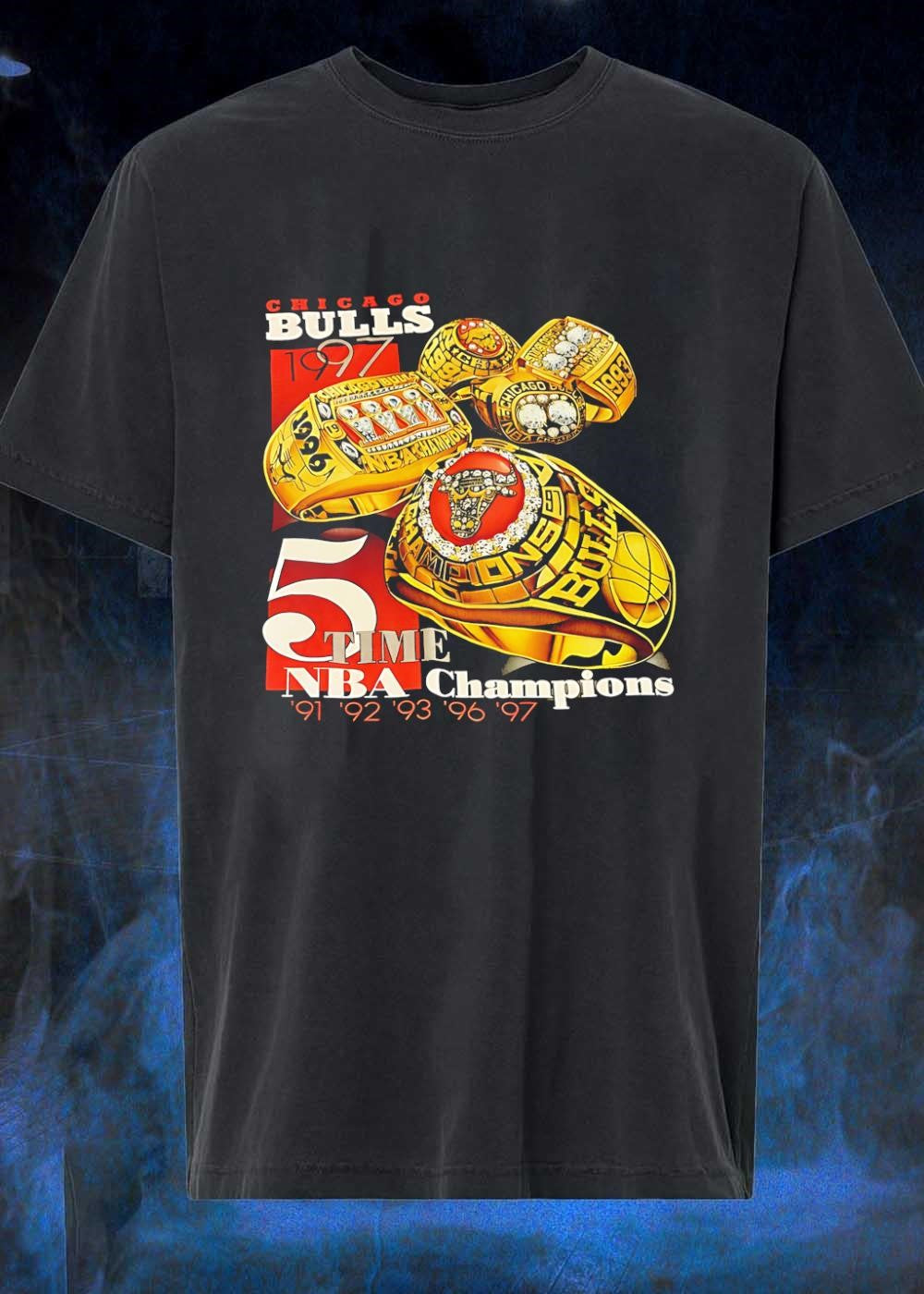 Chicago Bulls 5 Time NBA Champions 1991 1992 1993 1996 1997 Ring shirt
