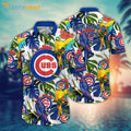 Chicago Cubs MLB Colorful Parrot Monstera Leaves Pattern Hawaiian Shirt