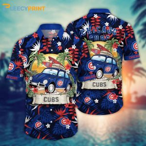 Chicago Cubs MLB Surfing Car Summer Black Hawaiian Shirt