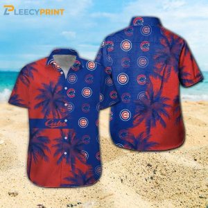 Chicago Cubs Red Blue Short Sleeve Tropical Hawaiian Shirt