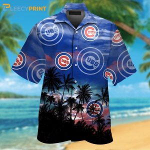 Chicago Cubs Short Sleeve Tropical Palm Trees Hawaiian Shirt