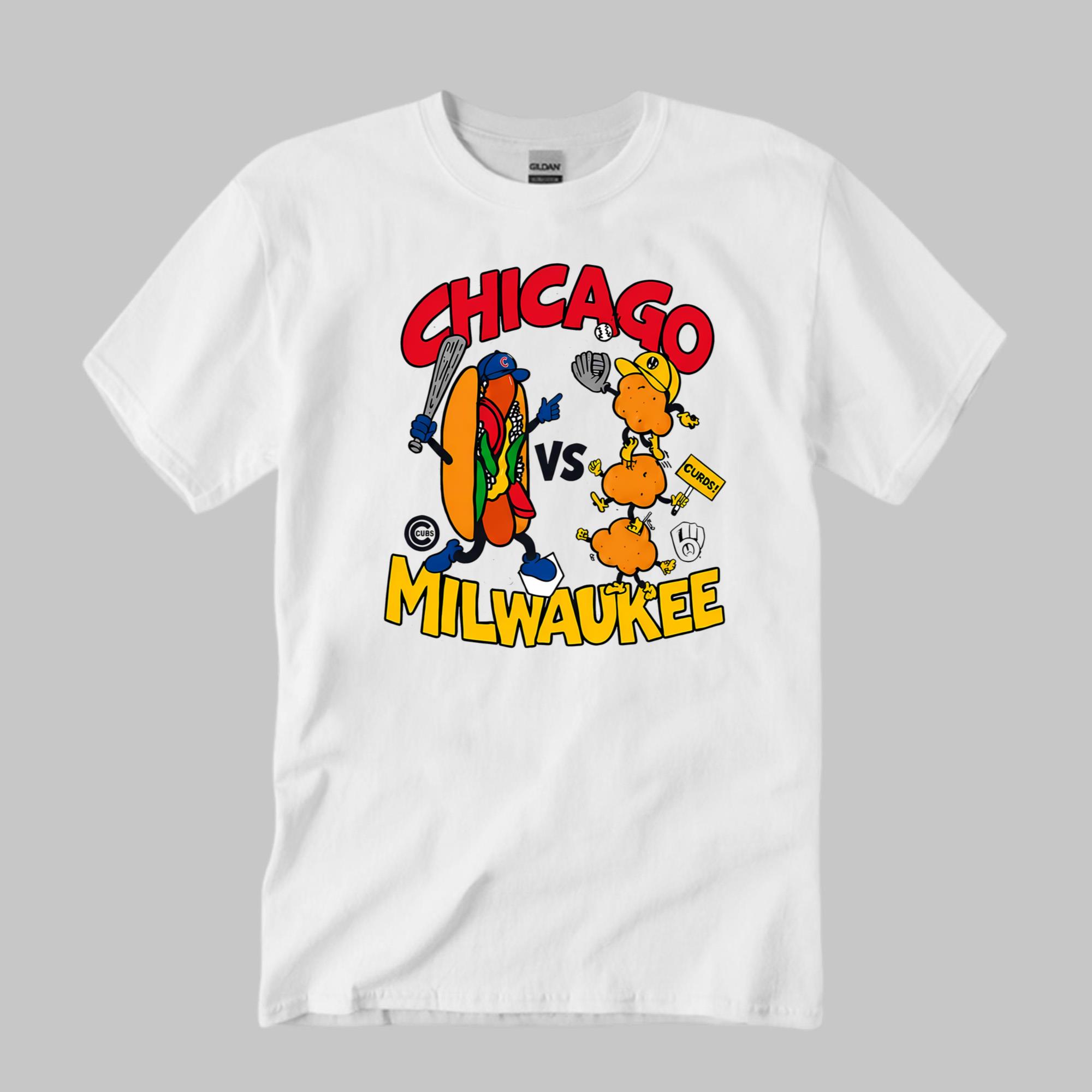 Chicago Milwaukee Rivalry Cartoon Hot Dog Shirt