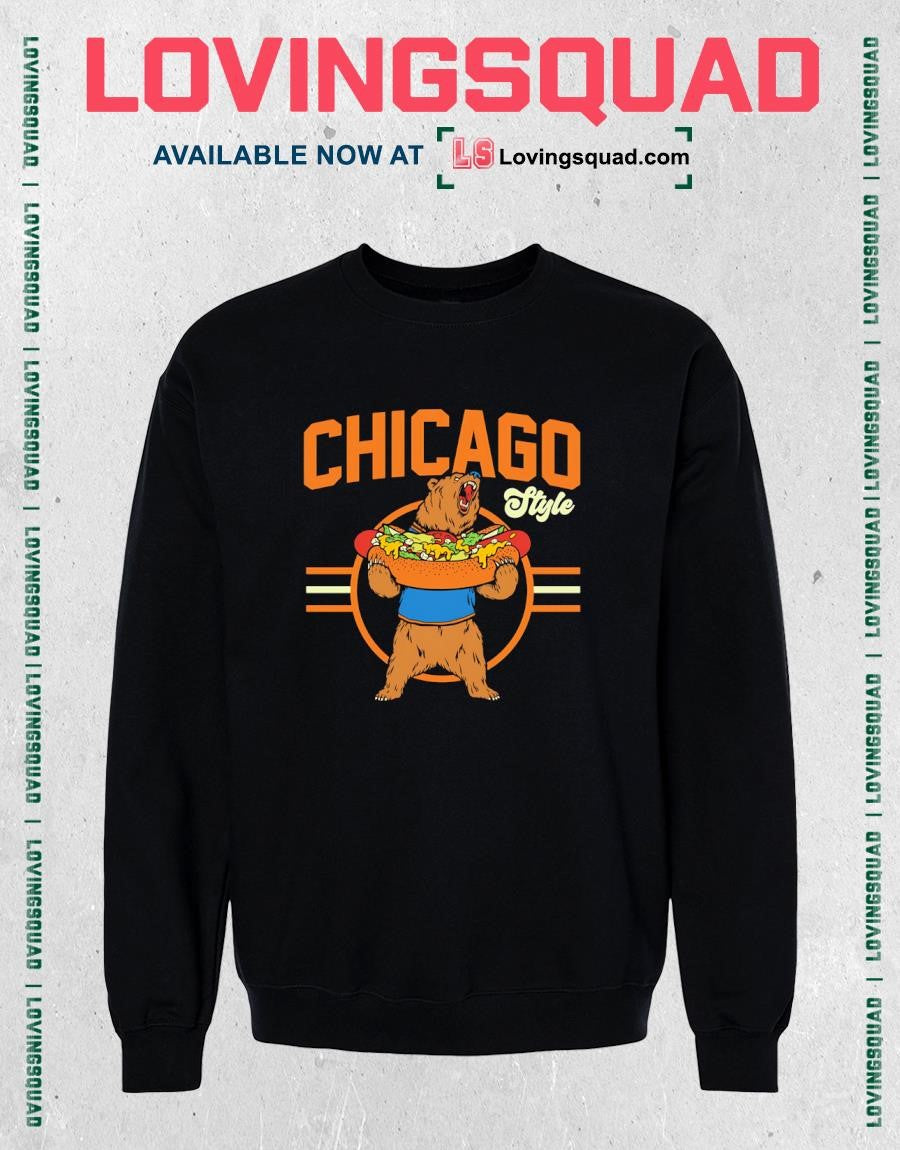 Chicago Style Bear Eating Hot Dog T-shirt