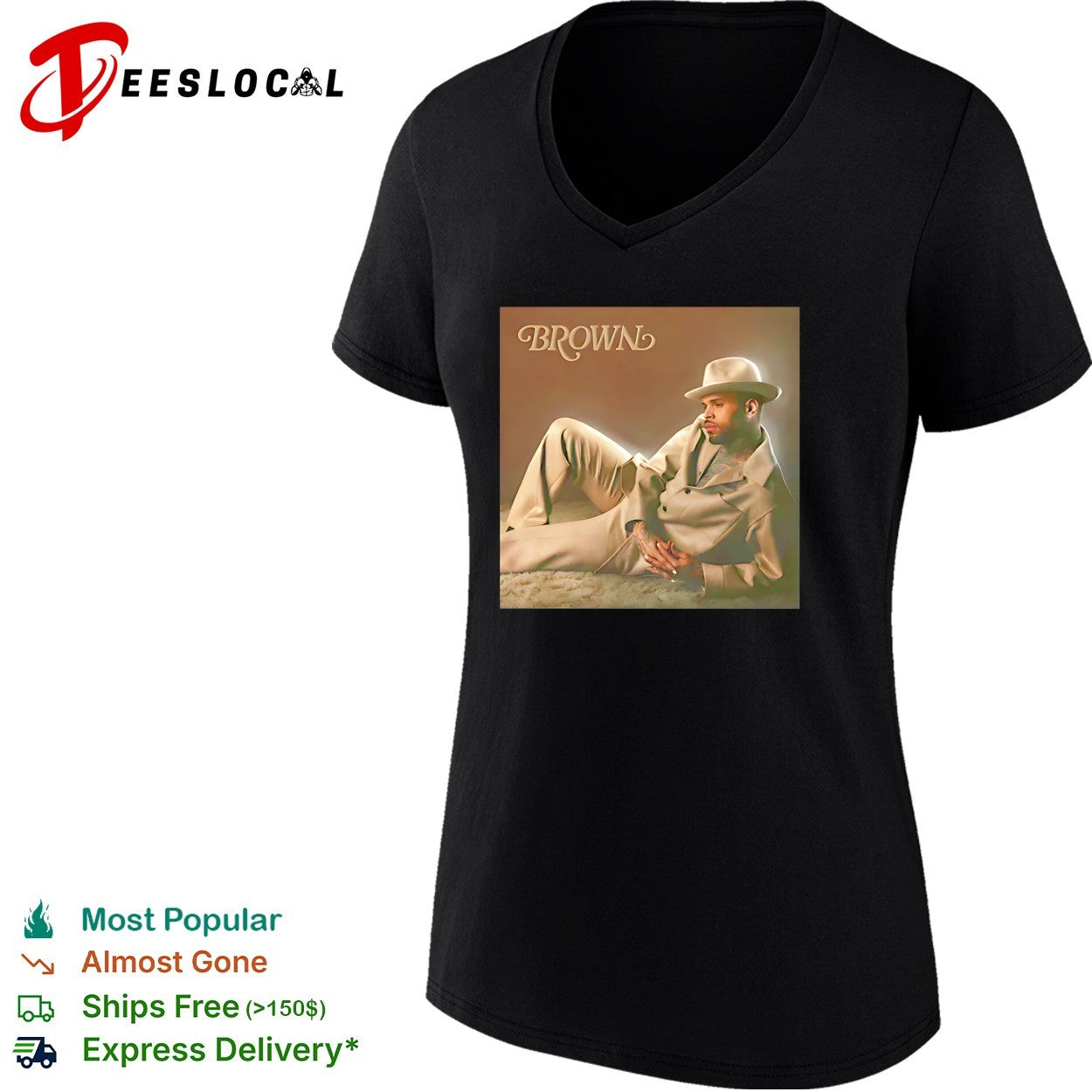 Chris Brown lying brown album shirt