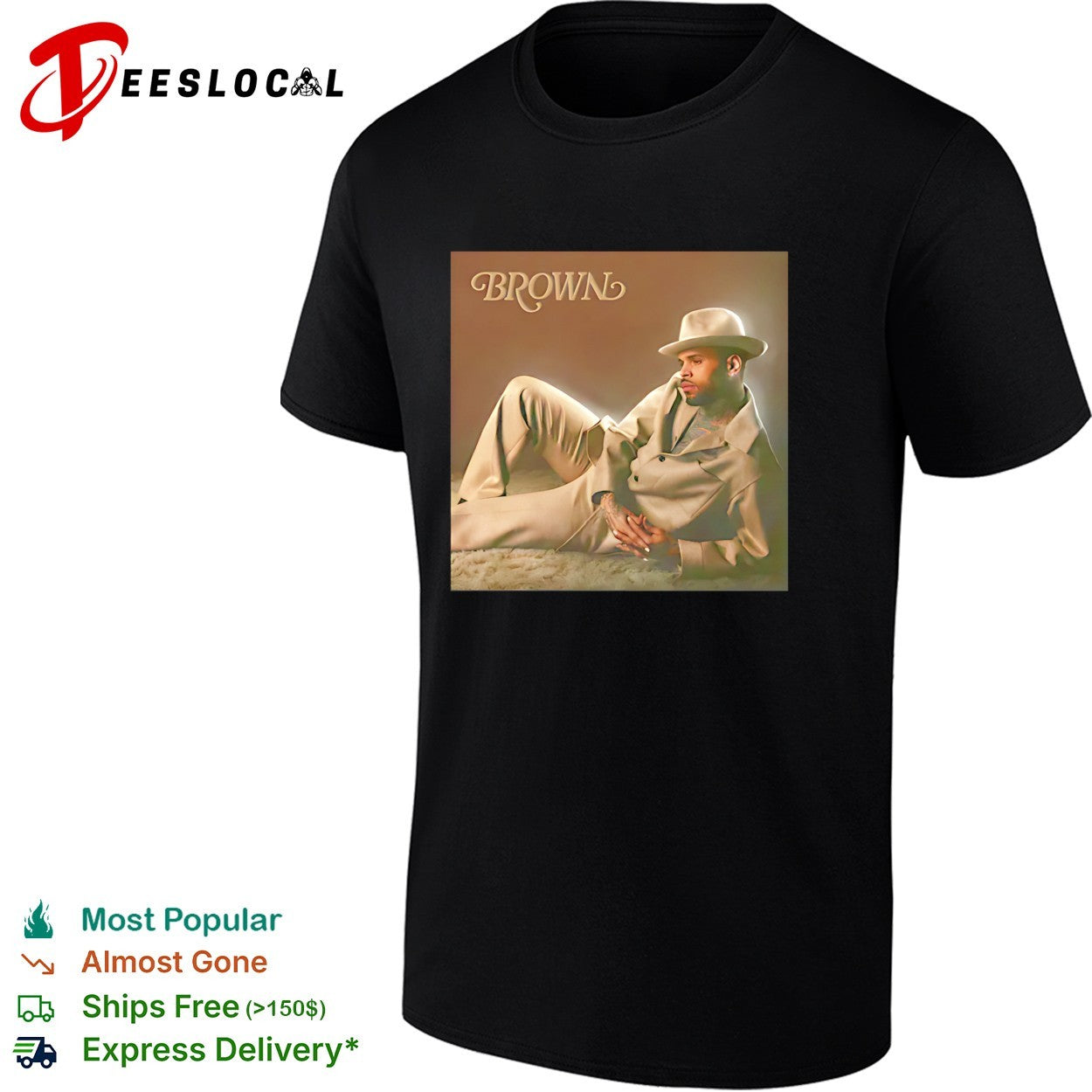 Chris Brown lying brown album shirt
