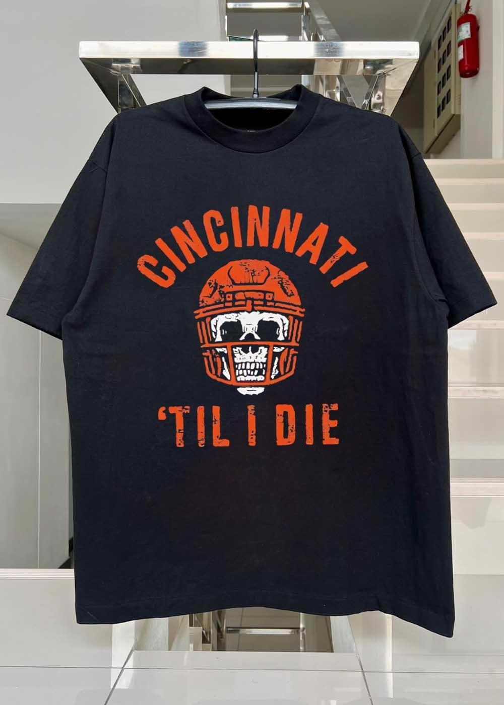 Cincinnati Til I Die Football Skull Helmet shirt