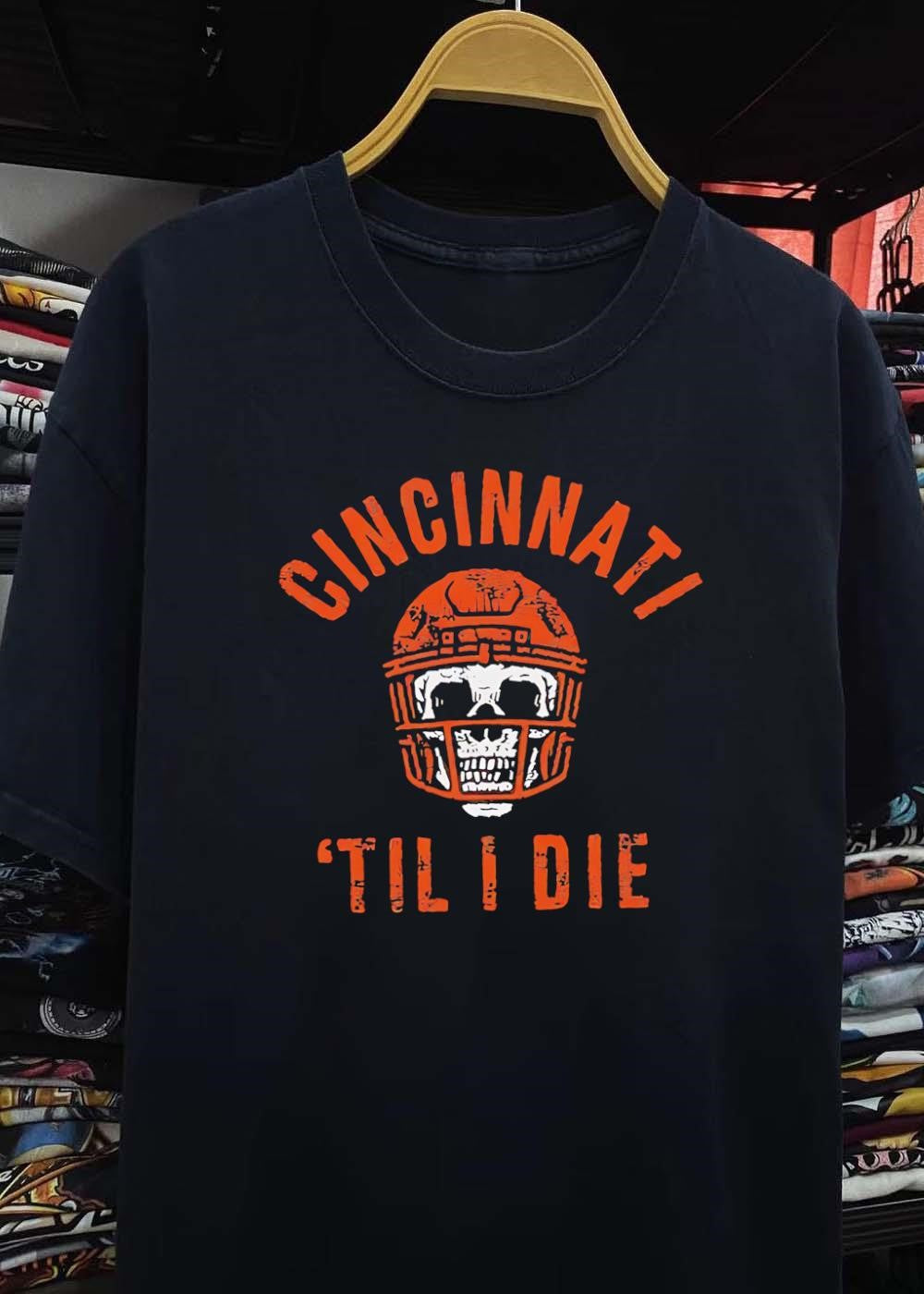 Cincinnati Til I Die Football Skull Helmet shirt