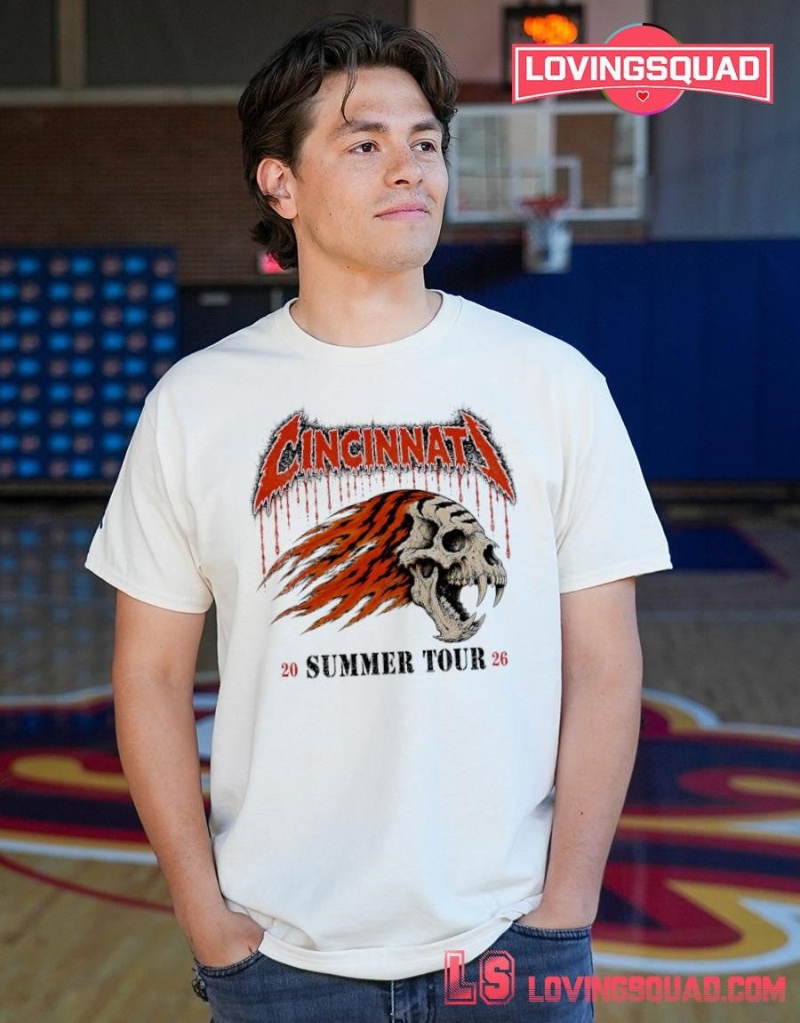 Cincinnati summer Tour 2026 tiger skull T-shirt