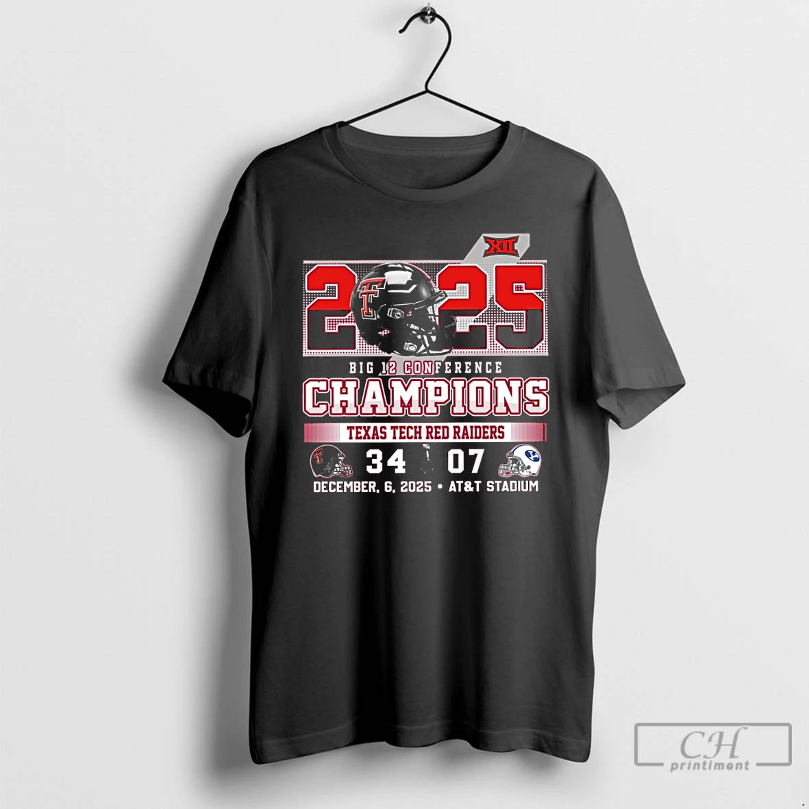 Classic 2025 Big 12 Conference Champions Texas Tech Red Raiders 34 Byu 07 T Shirts