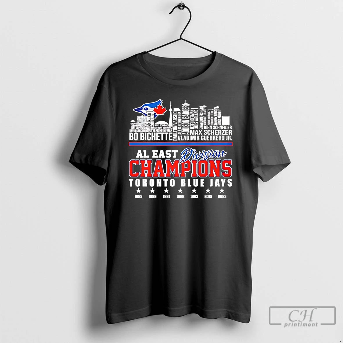 Classic Al East Division Champions 2025 Toronto Blue Jays Player Names Skyline T Shirts Hoodie, Sweatshirt | InkRitualCo.com