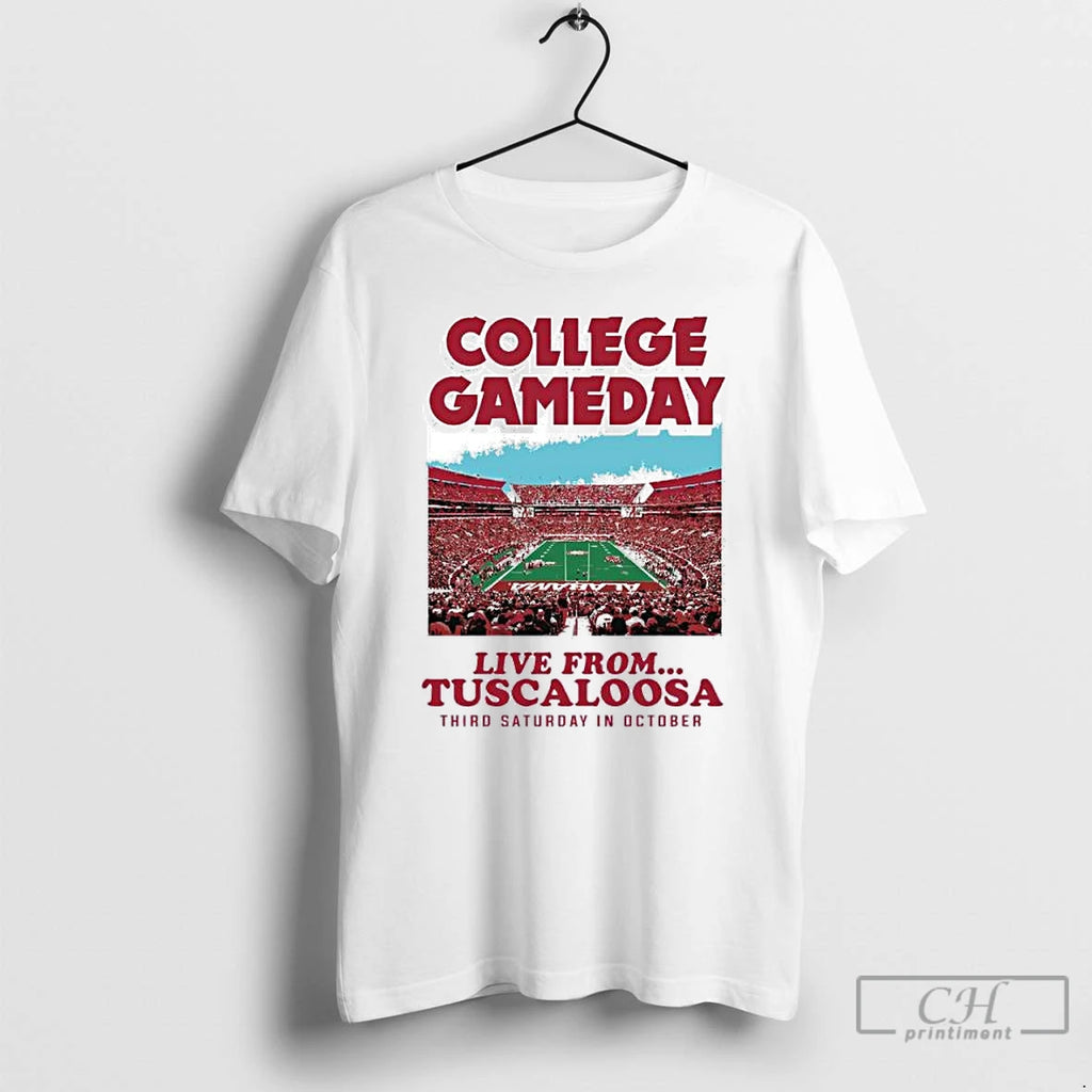 Classic Alabama Football 2025 College Gameday Live From Tuscaloosa Al October 18th T Shirts Hoodie, Sweatshirt