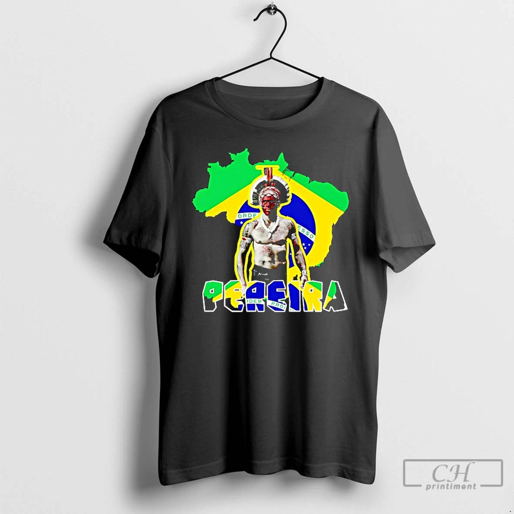 Classic Alex Pereira Poatan Indigenous Warrior Brazil Flag Heritage T Shirts Hoodie, Sweatshirt | InkRitualCo.com