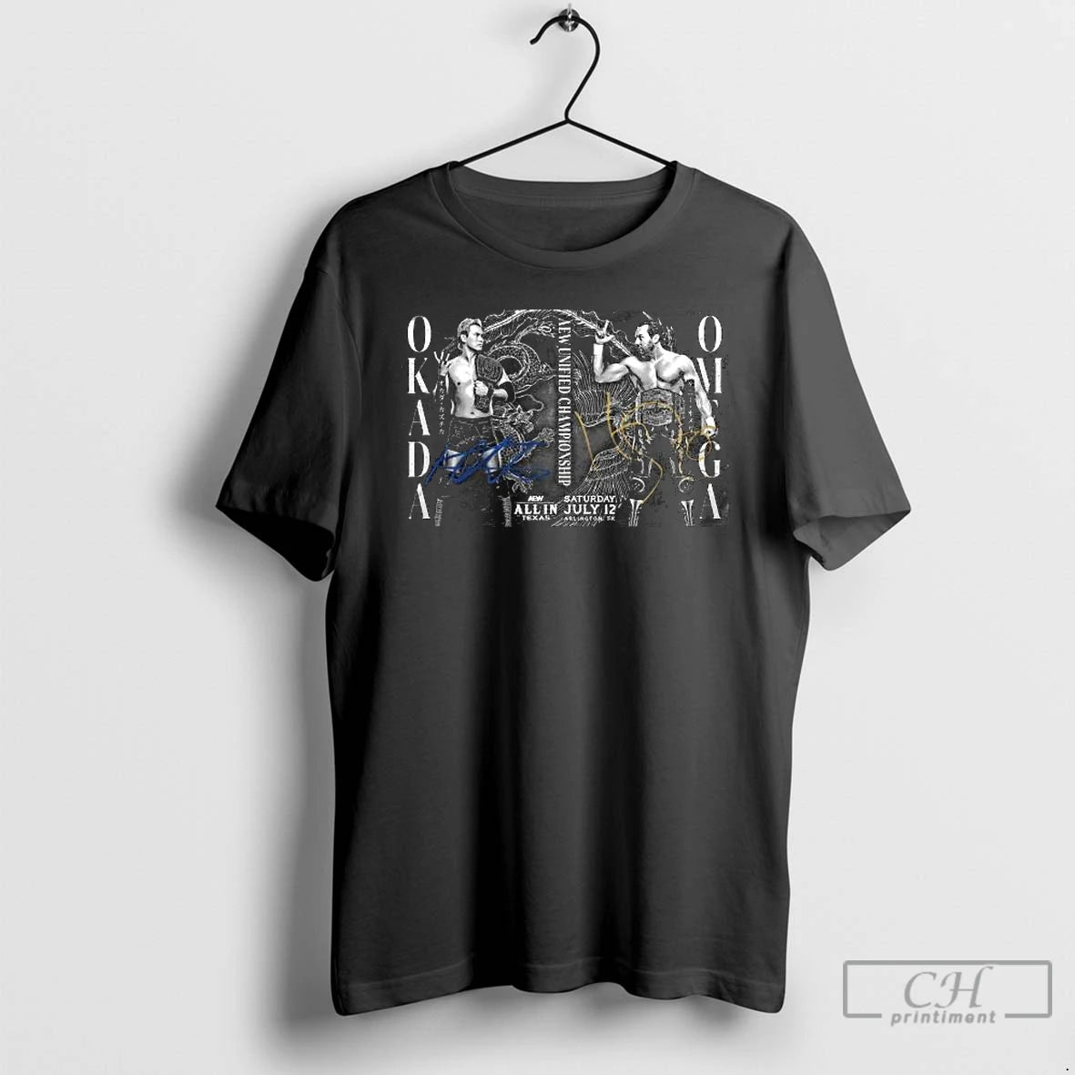 Classic Autographed Matchup Monday Kazuchika Okada Vs Kenny Omega Aew All In Texas 7 12 T-Shirts, Hoodie, Sweatshirt