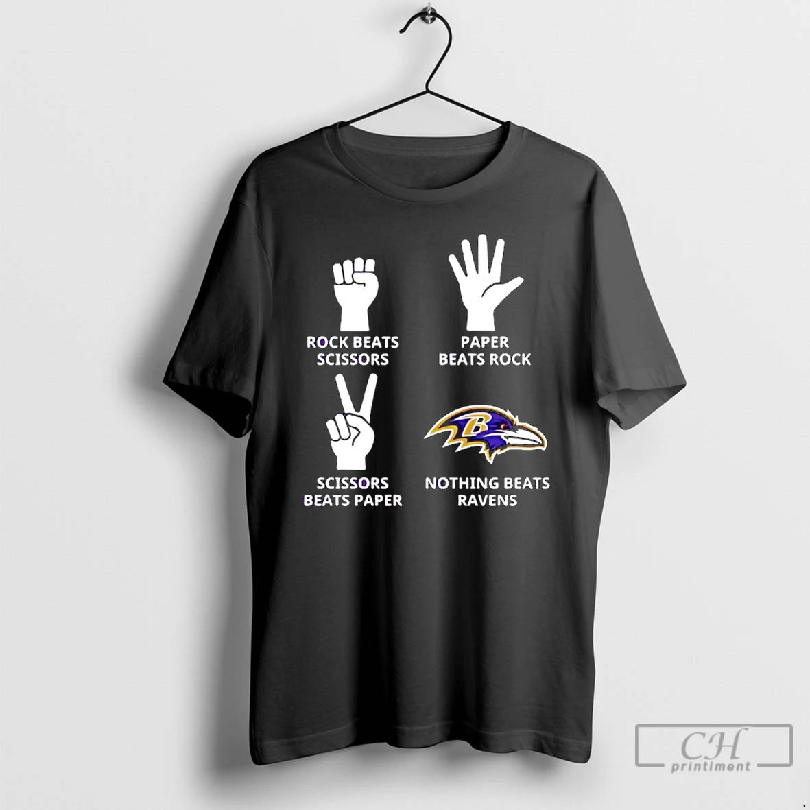 Classic Baltimore Ravens Nothing Beats Rock Beats Scissors Paper Beats Rock Scissors Beats Paper T-Shirts, Hoodie, Sweatshirt