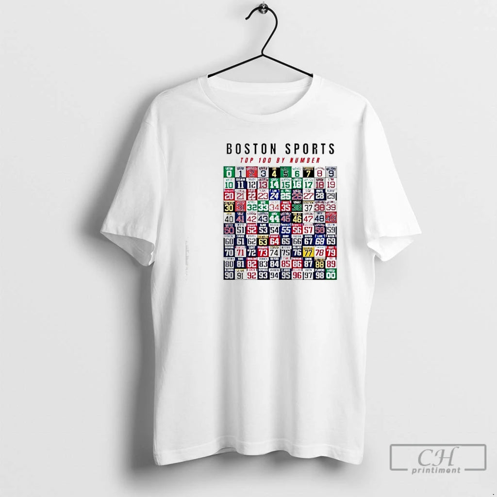 Classic Boston Sports Top 100 By The Numbers T-Shirts, Hoodie, Sweatshirt | InkRitualCo.com