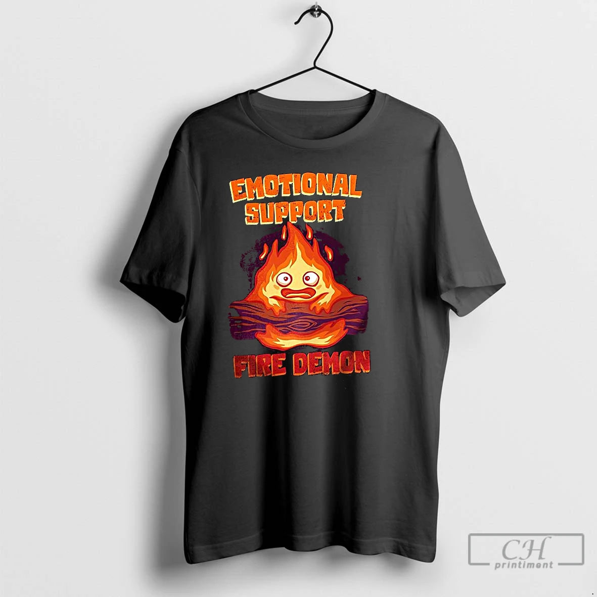 Classic Calcifer Emotional Support Fire Demon Howls Moving Castle Anime T-Shirts, Hoodie, Sweatshirt | InkRitualCo.com
