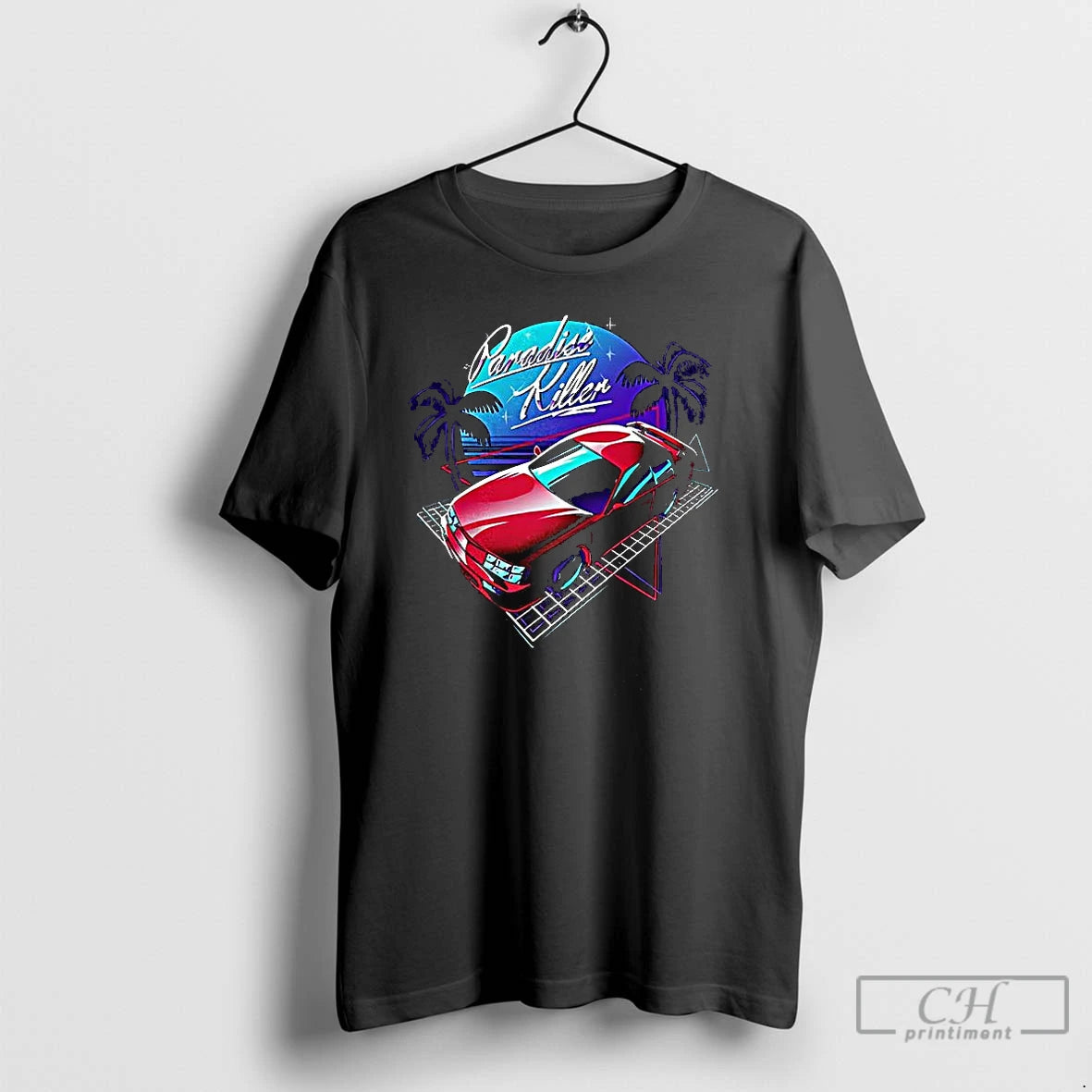 Classic Car And Beach Paradise Killer Synthwave Style Vintage T Shirts Hoodie, Sweatshirt | InkRitualCo.com