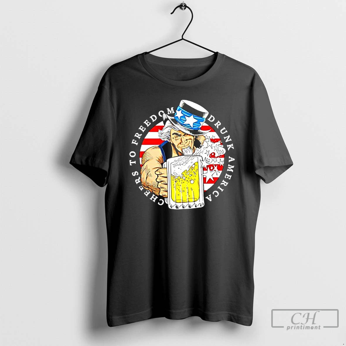 Classic Cheers To Freedom Drunk America Uncle Sam T-Shirts, Hoodie, Sweatshirt | InkRitualCo.com