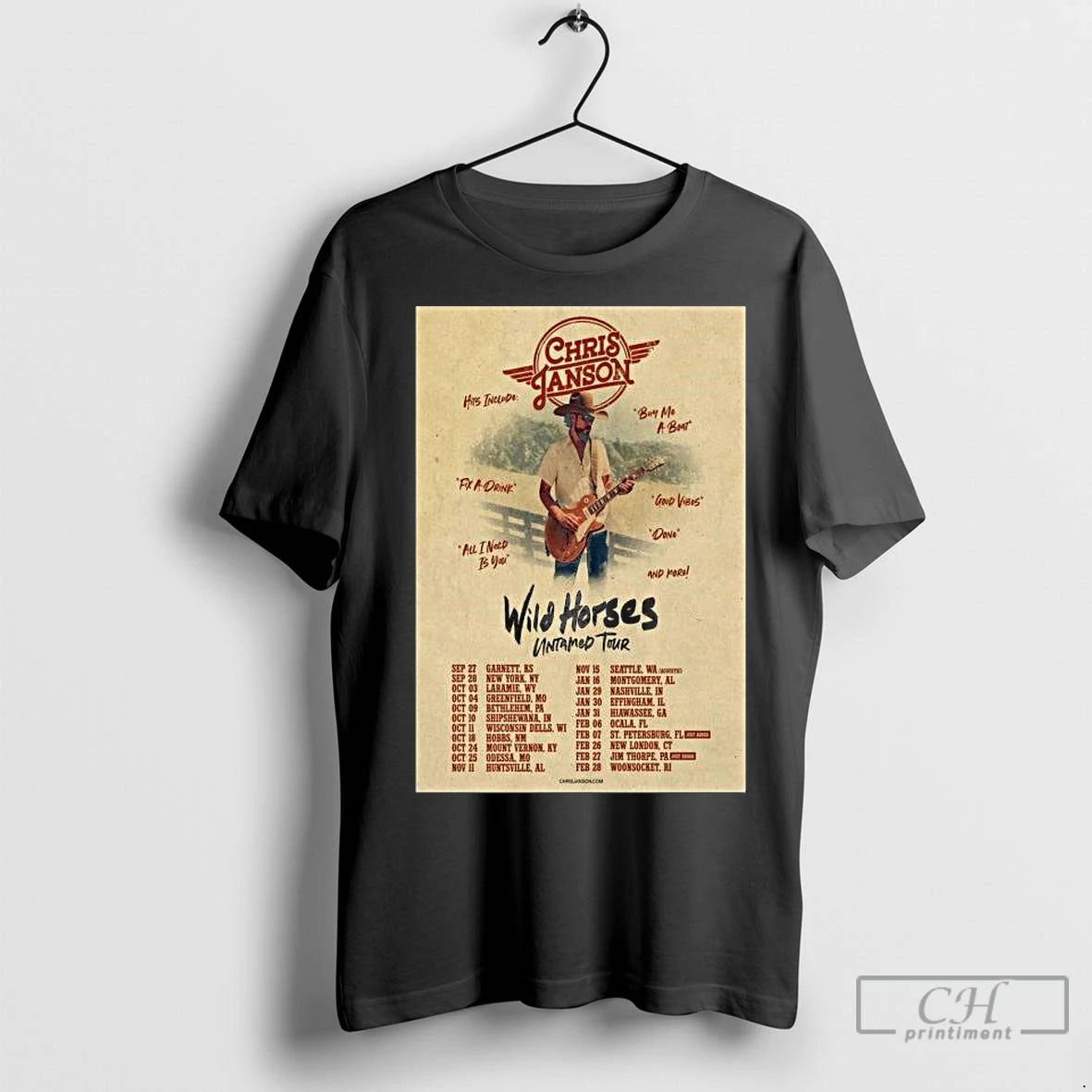 Classic Chris Janson Wild Horses Untamed Tour 2025 2026 Long Sleve T-Shirts, Hoodie, Sweatshirt | InkRitualCo.com