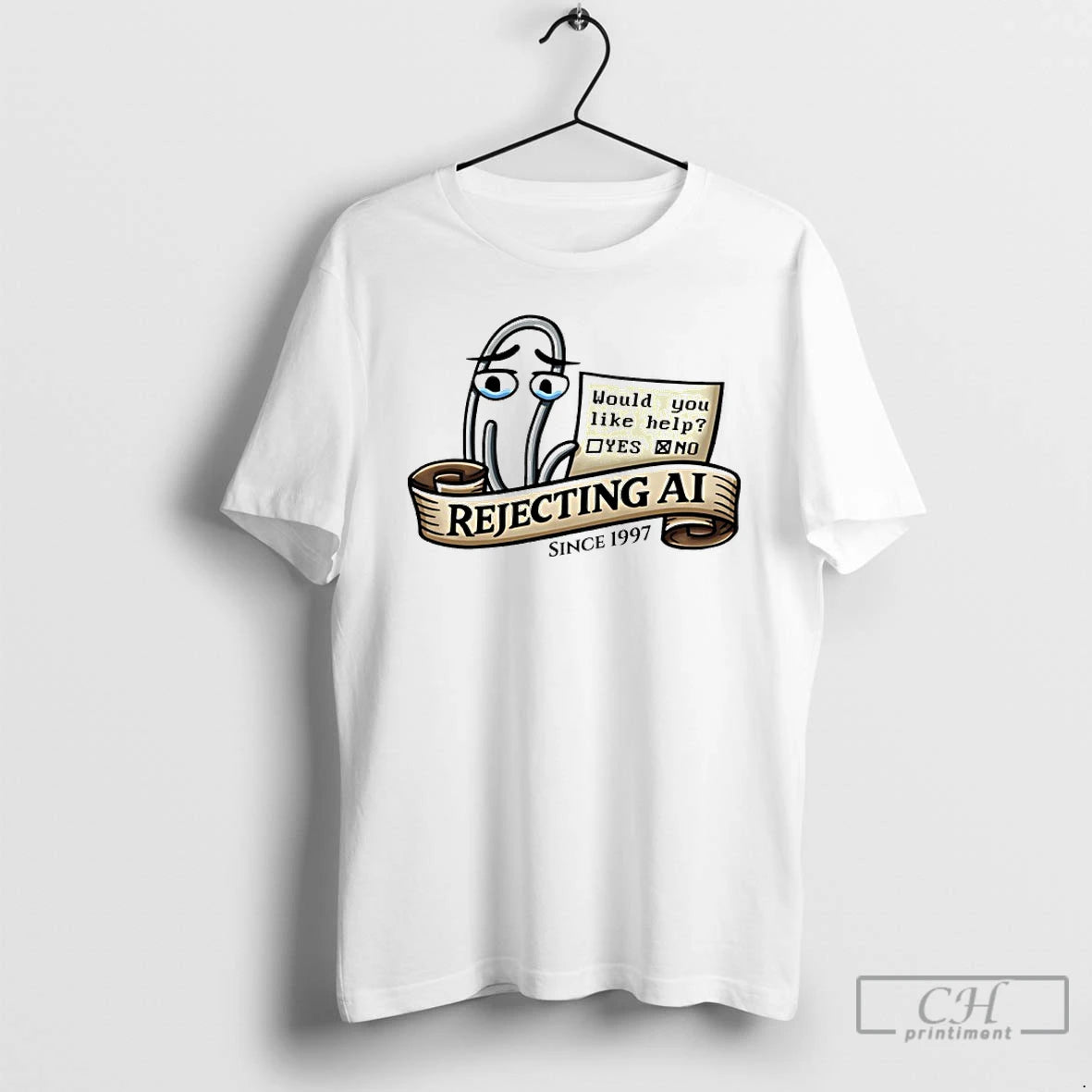 Classic Clippy Rejecting Ai Since 1997 Would You Like Help Yes Or No T Shirts Hoodie, Sweatshirt | InkRitualCo.com