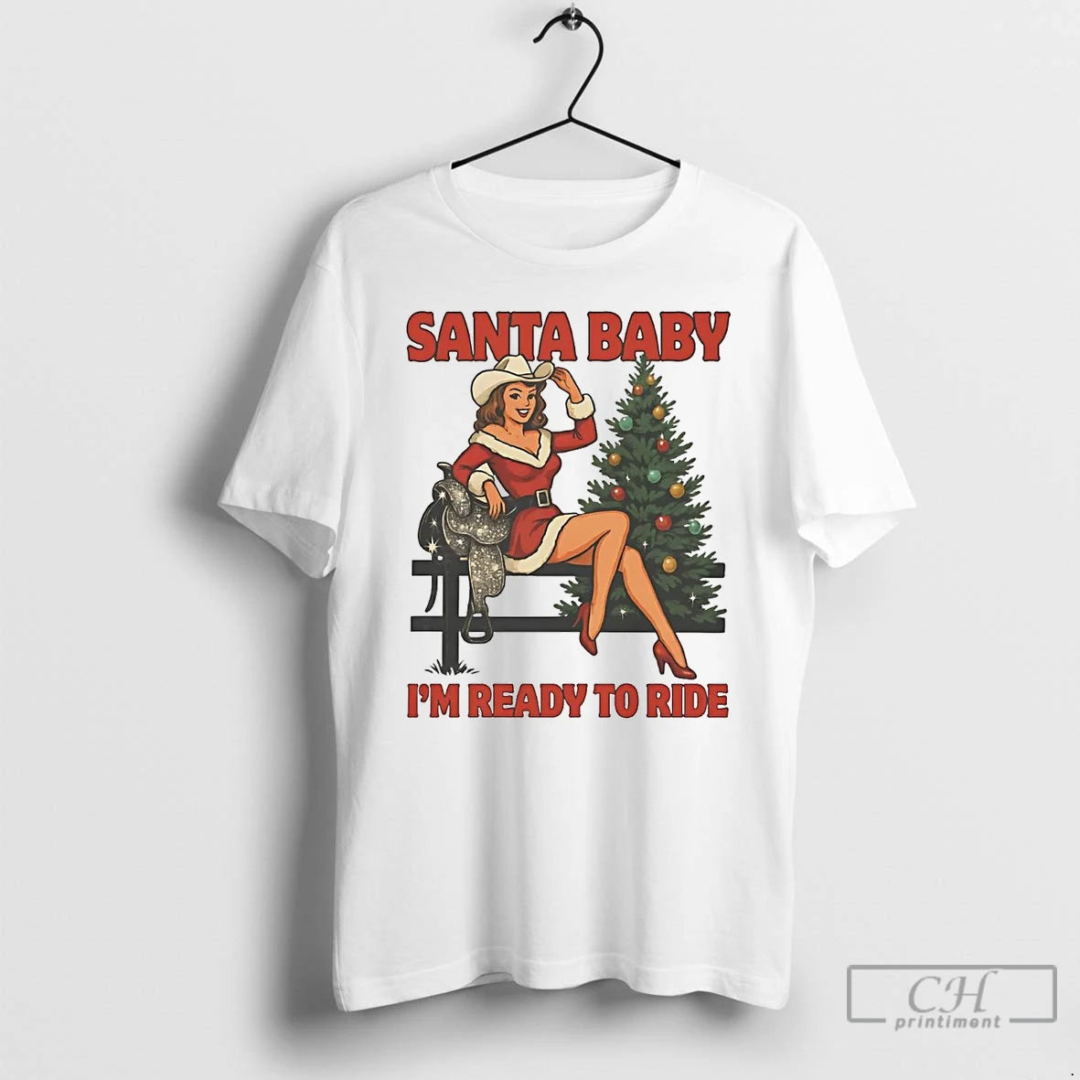 Classic Cowgirl Santa Baby Im Ready To Ride Christmas T-Shirts, Hoodie, Sweatshirt | InkRitualCo.com