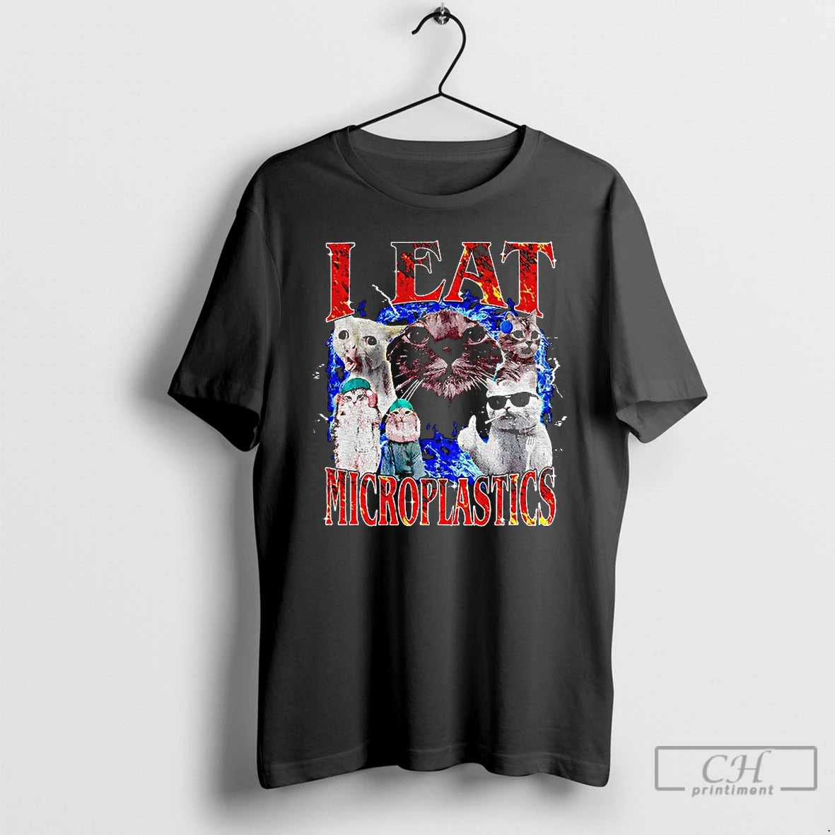 Classic Cursed Cat I Eat Microplastics Graphic T-Shirts, Hoodie, Sweatshirt | InkRitualCo.com