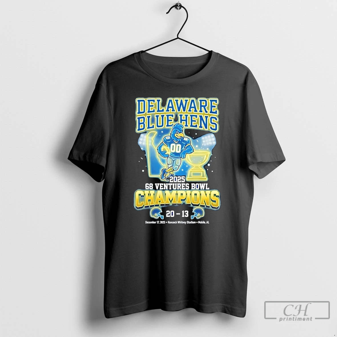 Classic Delaware Blue Hens 2025 68 Ventures Bowl Champions Score Neon T-Shirts, Hoodie, Sweatshirt | InkRitualCo.com