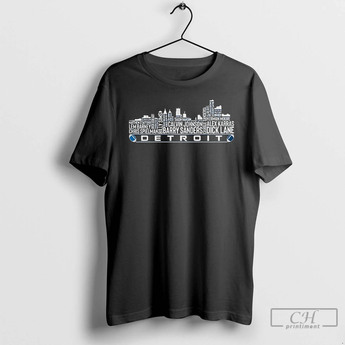 Classic Detroit Lions Football City Skyline Greatest Of All Time Team Legends Barry Sanders T-Shirts, Hoodie, Sweatshirt