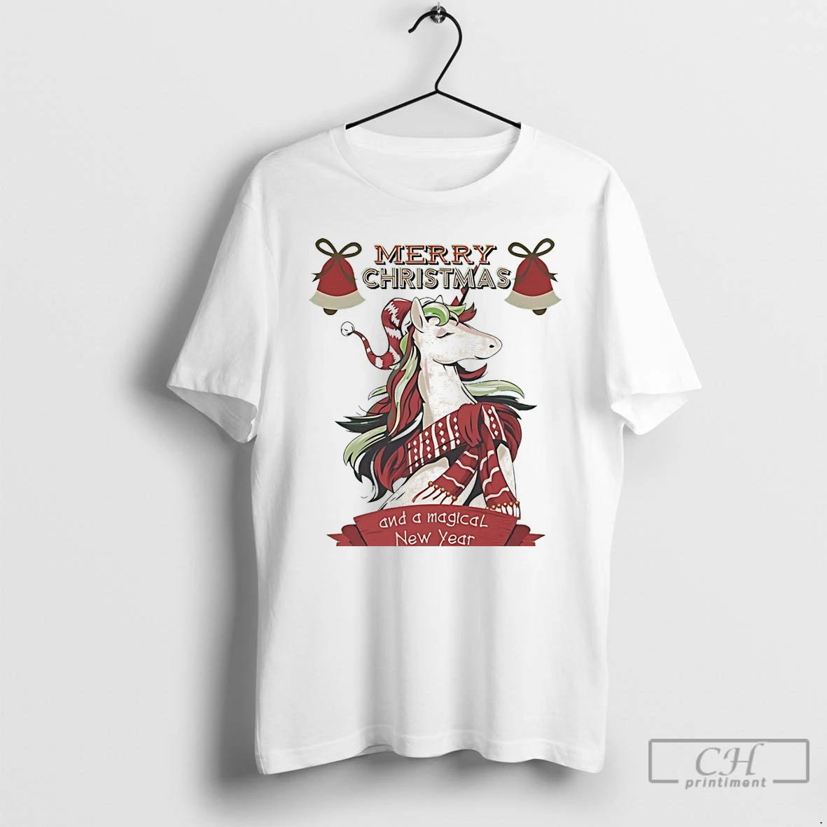 Classic Elegant Christmas Unicorn Scarf Merry Holiday White T Shirts Hoodie, Sweatshirt | InkRitualCo.com