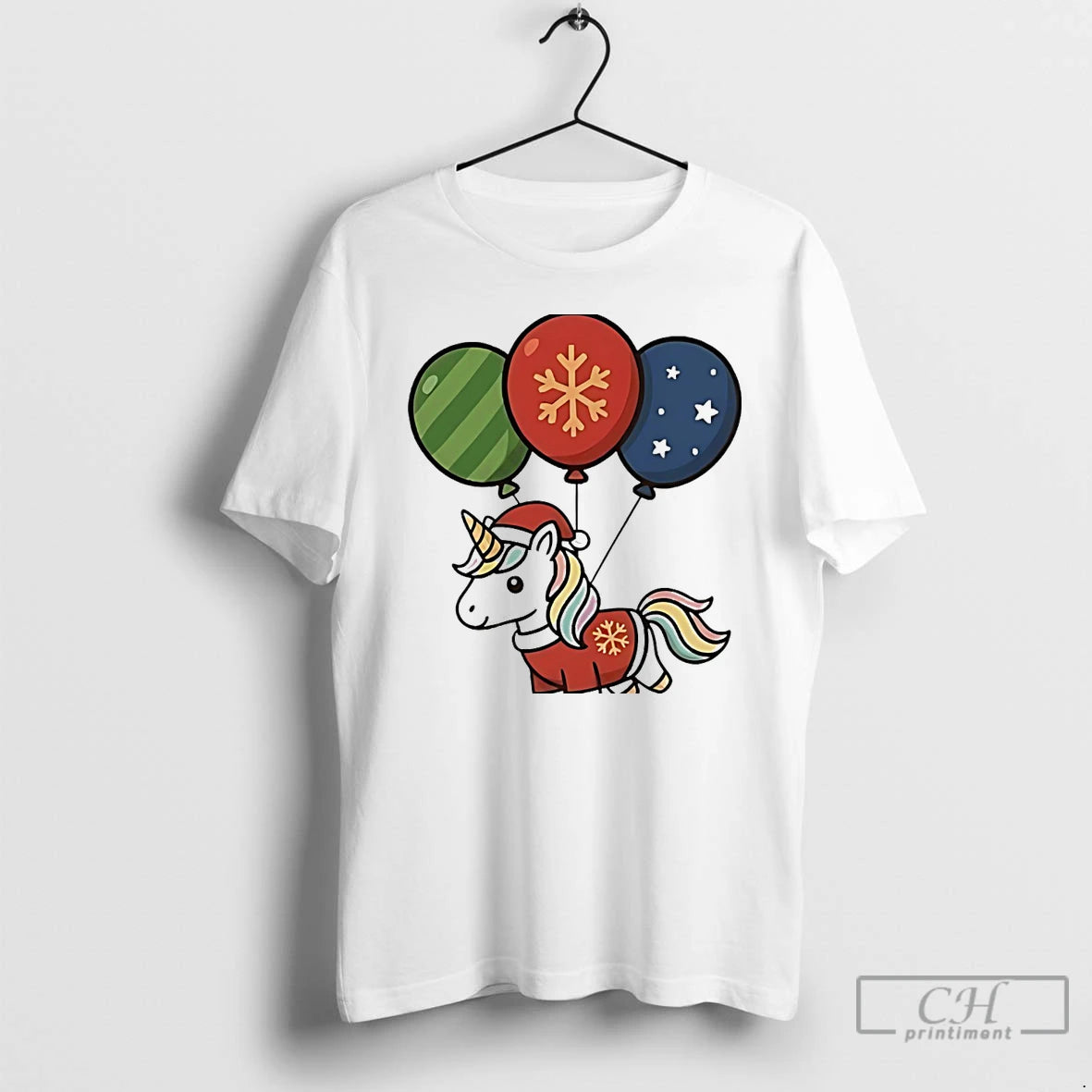 Classic Flying Balloon Unicorn Christmas White T Shirts Hoodie, Sweatshirt | InkRitualCo.com