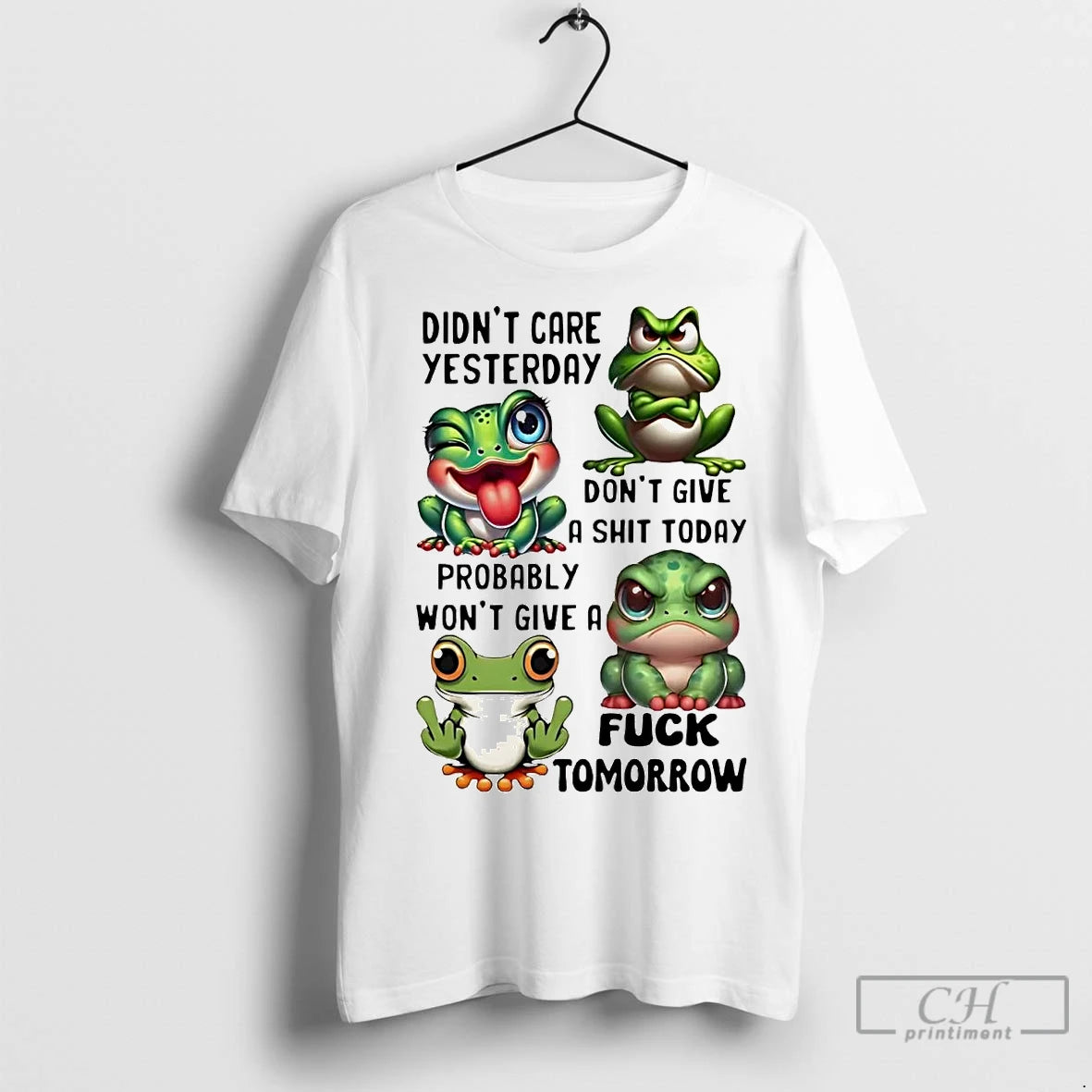 Classic Frog Didnt Care Yesterday Dont Give A Shit Today Fuck Tomorrow T-Shirts, Hoodie, Sweatshirt | InkRitualCo.com