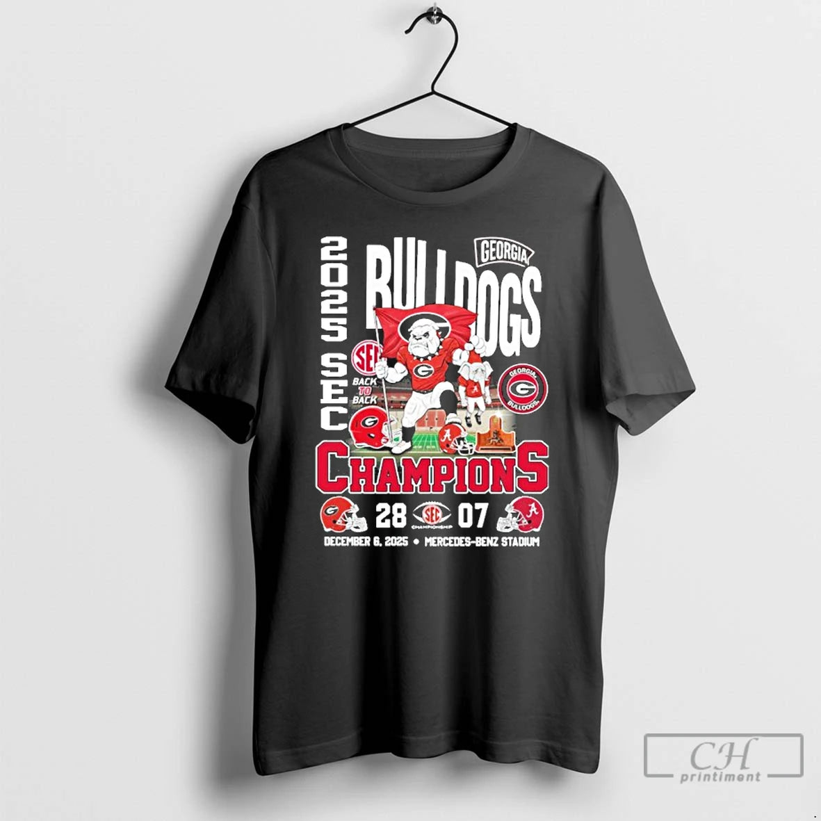 Classic Georgia Bulldogs Mascot 2025 Sec Conference Champions 28 7 Score T-Shirts, Hoodie, Sweatshirt | InkRitualCo.com