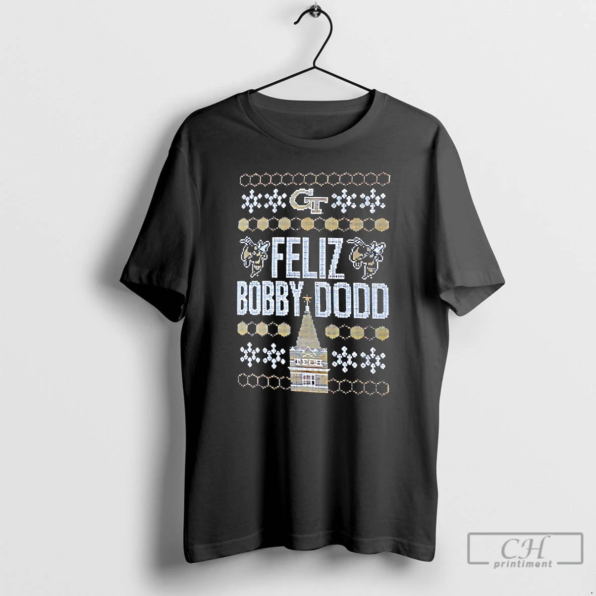 Classic Georgia Tech Yellow Jackets Feliz Bobby Dodd Ugly Christmas T-Shirts, Hoodie, Sweatshirt | InkRitualCo.com
