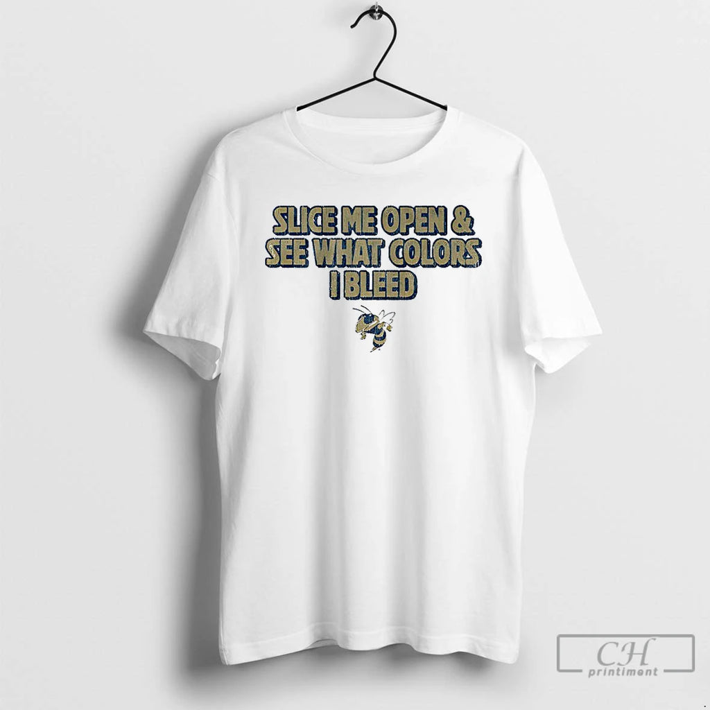 Classic Georgia Tech Yellow Jackets Slice Me Open See What Colors I Bleed T Shirts Hoodie, Sweatshirt | InkRitualCo.com
