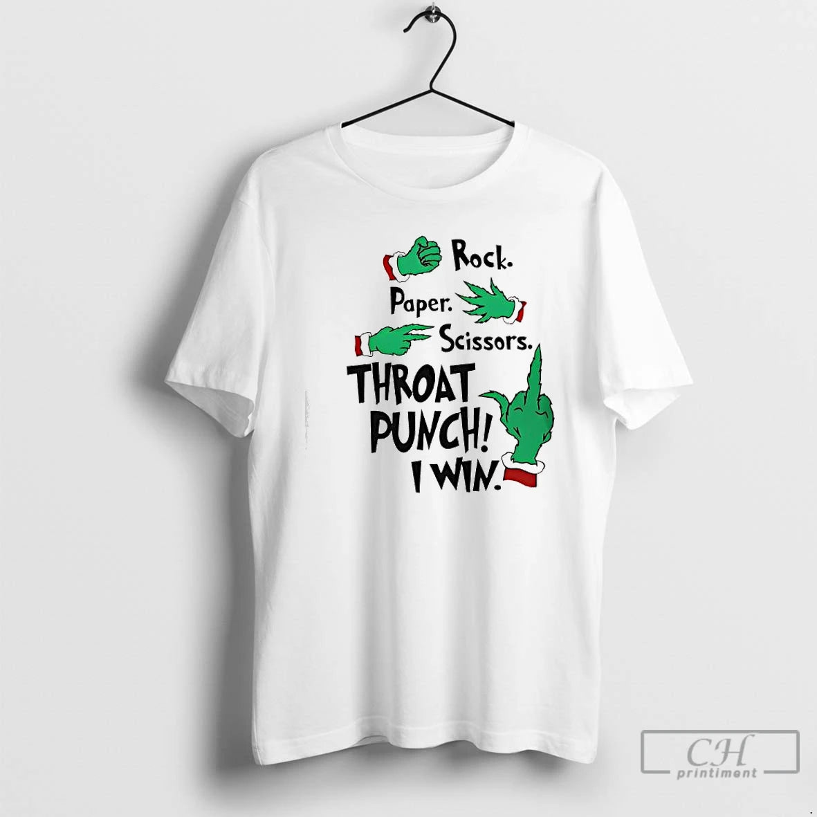 Classic Grinch Hands Rock Paper Scissors Throat Punch I Win T-Shirts, Hoodie, Sweatshirt | InkRitualCo.com