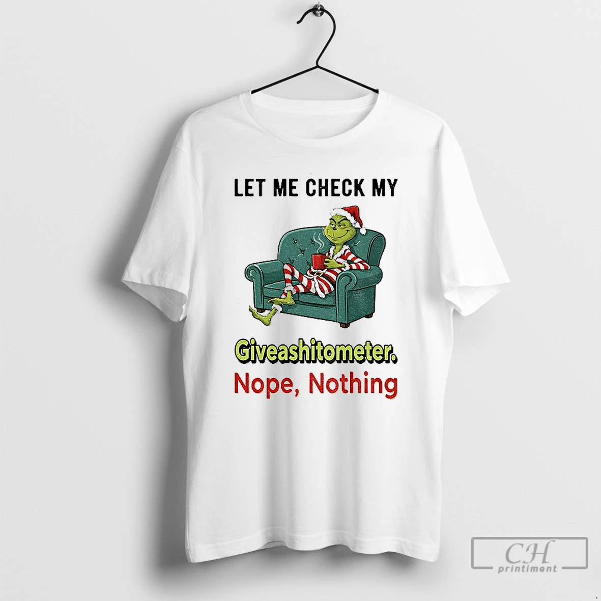 Classic Grinch Santa Let Me Check My Giveashittometer Nope Nothing Christmas T-Shirts, Hoodie, Sweatshirt | InkRitualCo.com