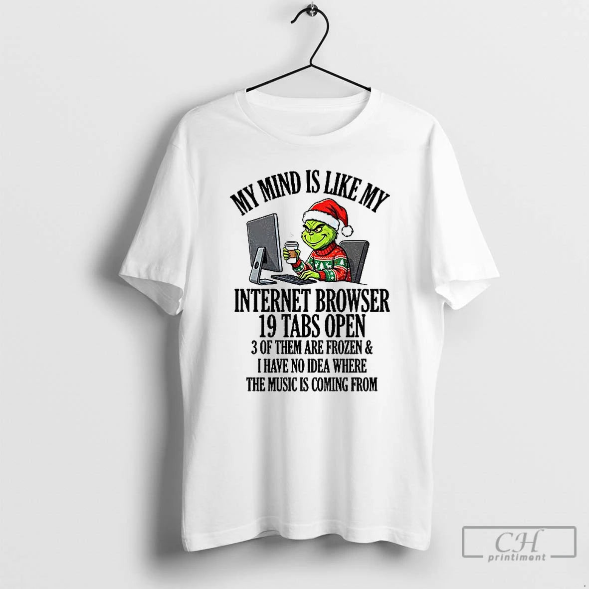 Classic Grinch Santa My Mind Is Like My Internet Browser 10 Tabs Open 3 Of T-Shirts, Hoodie, Sweatshirt | InkRitualCo.com