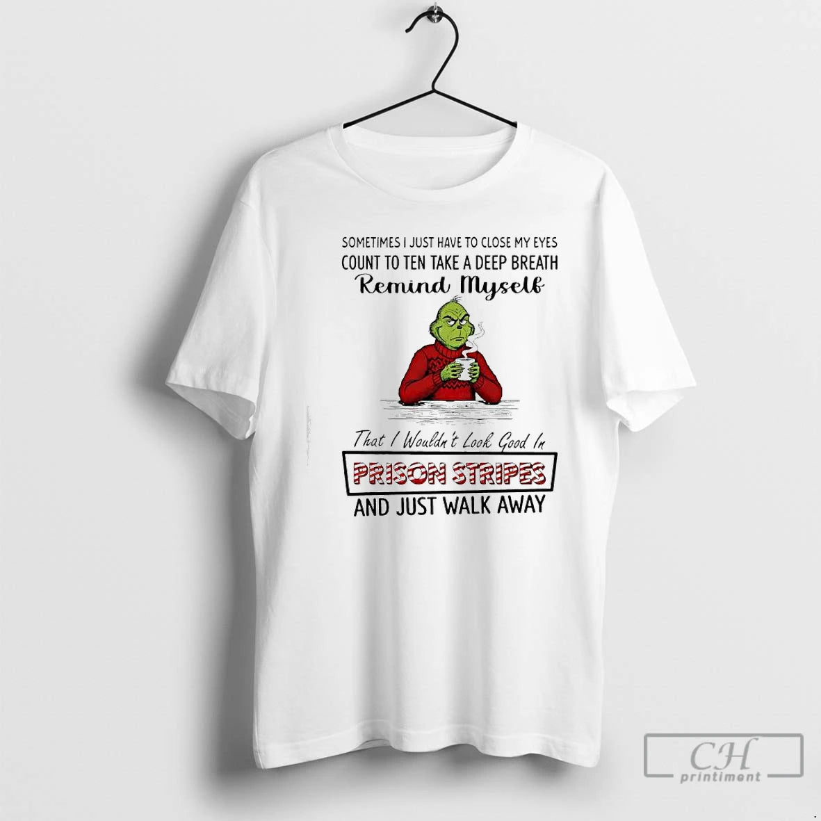 Classic Grinch Santa Remind Myself Prison Stripes And Just Walk Away T-Shirts, Hoodie, Sweatshirt | InkRitualCo.com