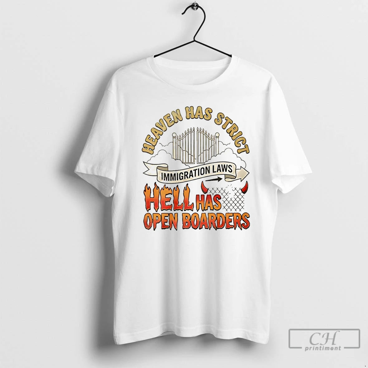 Classic Heaven Has Strict Immigration Laws Hell Has Open Borders Christmas T-Shirts, Hoodie, Sweatshirt | InkRitualCo.com