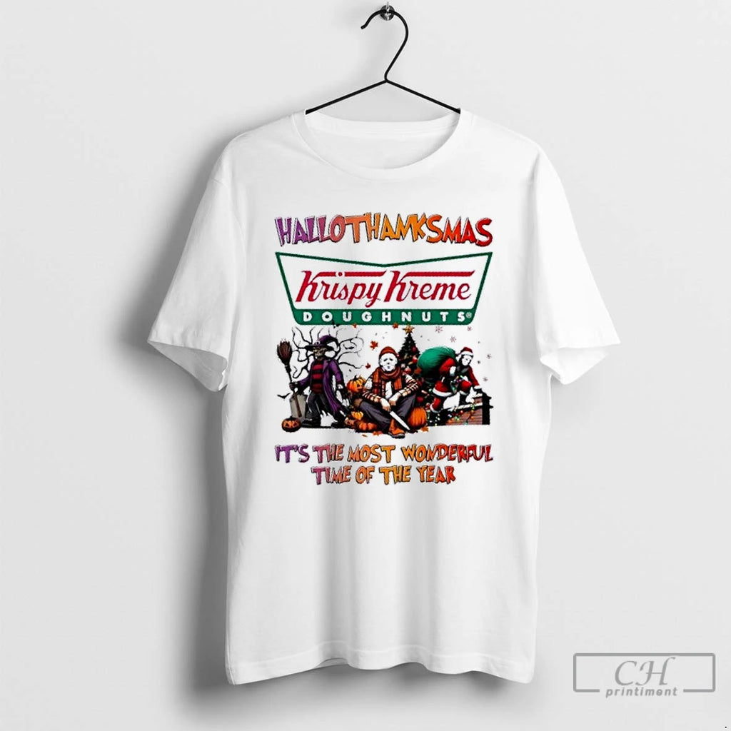 Classic Horror Movies Halloween X Krispy Kreme Doughnuts Its The Most Wonderful Time Of The T-Shirts, Hoodie, Sweatshirt