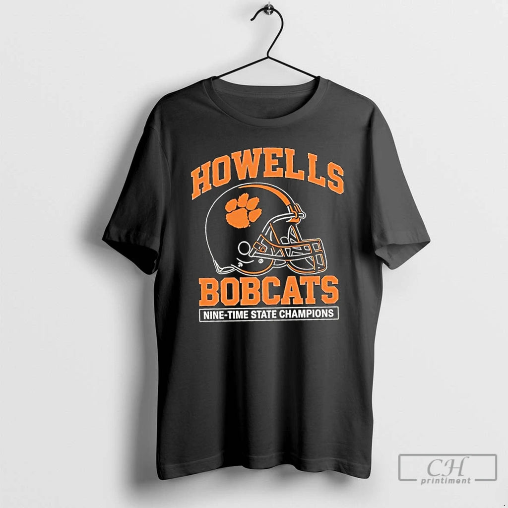 Classic Howells Bobcats Nine Time State Champions Helmet Logo T Shirts Hoodie, Sweatshirt | InkRitualCo.com
