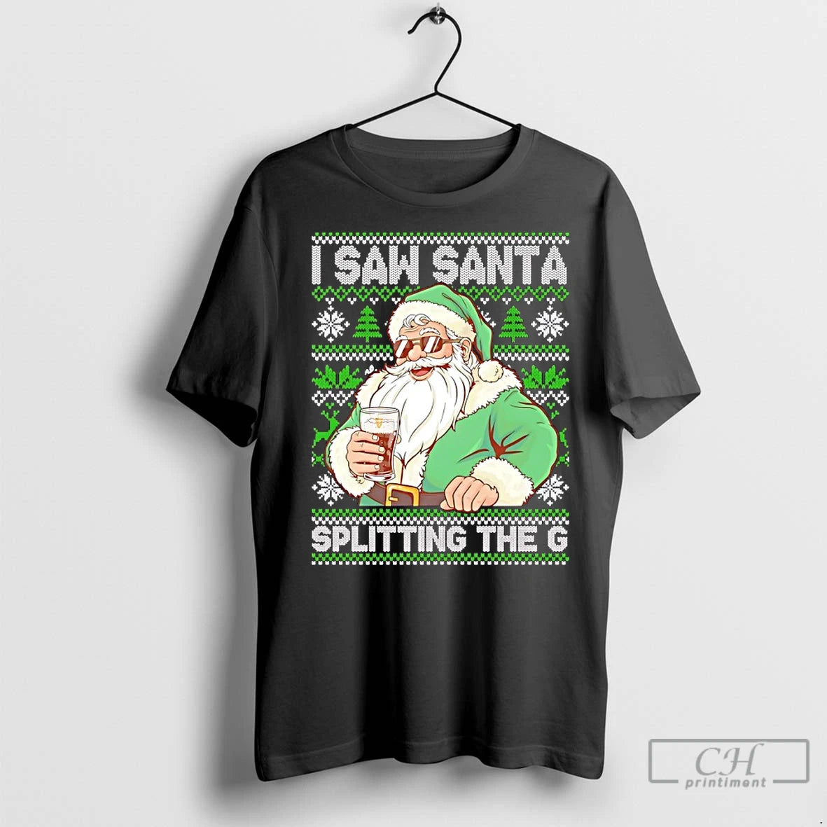Classic I Saw Santa Splitting The G Guinness Christmas Ugly T-Shirts, Hoodie, Sweatshirt | InkRitualCo.com