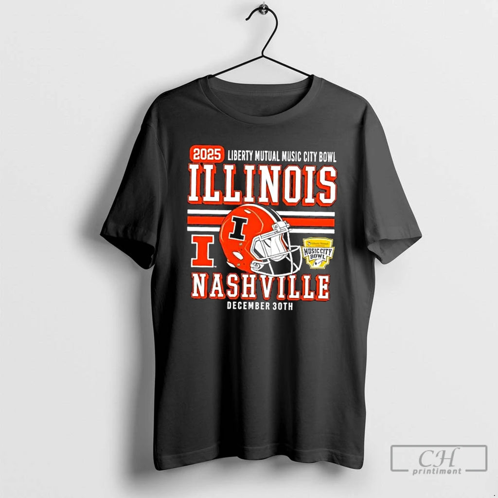 Classic Illinois Fighting Illini Football Adult 2025 Liberty Mutual Music City Bowl T Shirts Sweater Hoodie, Sweatshirt