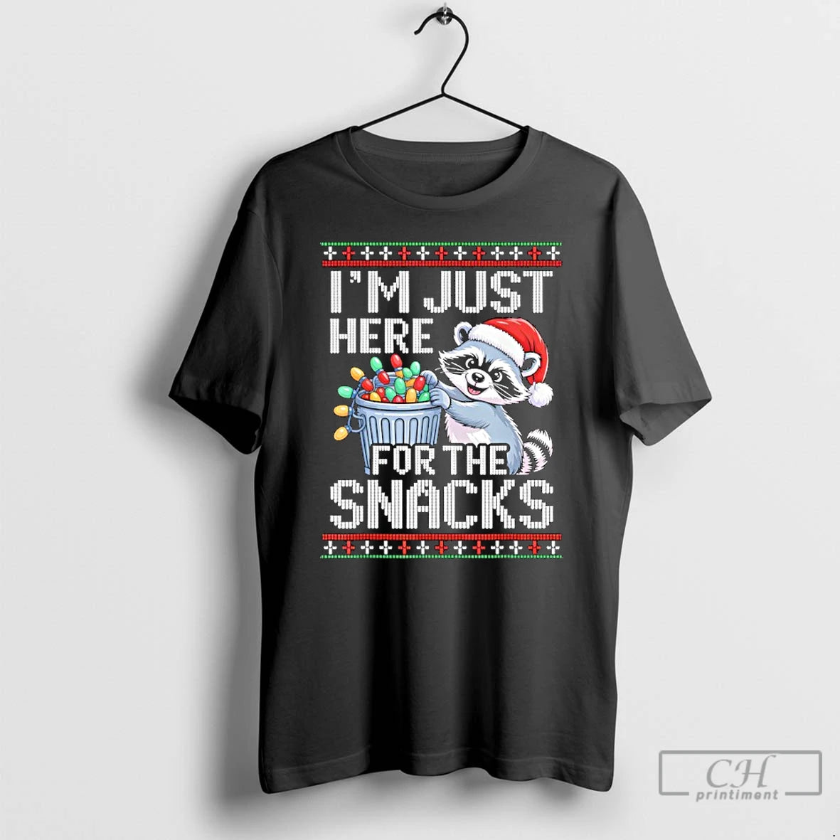 Classic Im Just Here For The Snacks Raccoon Christmas Ugly T-Shirts, Hoodie, Sweatshirt | InkRitualCo.com